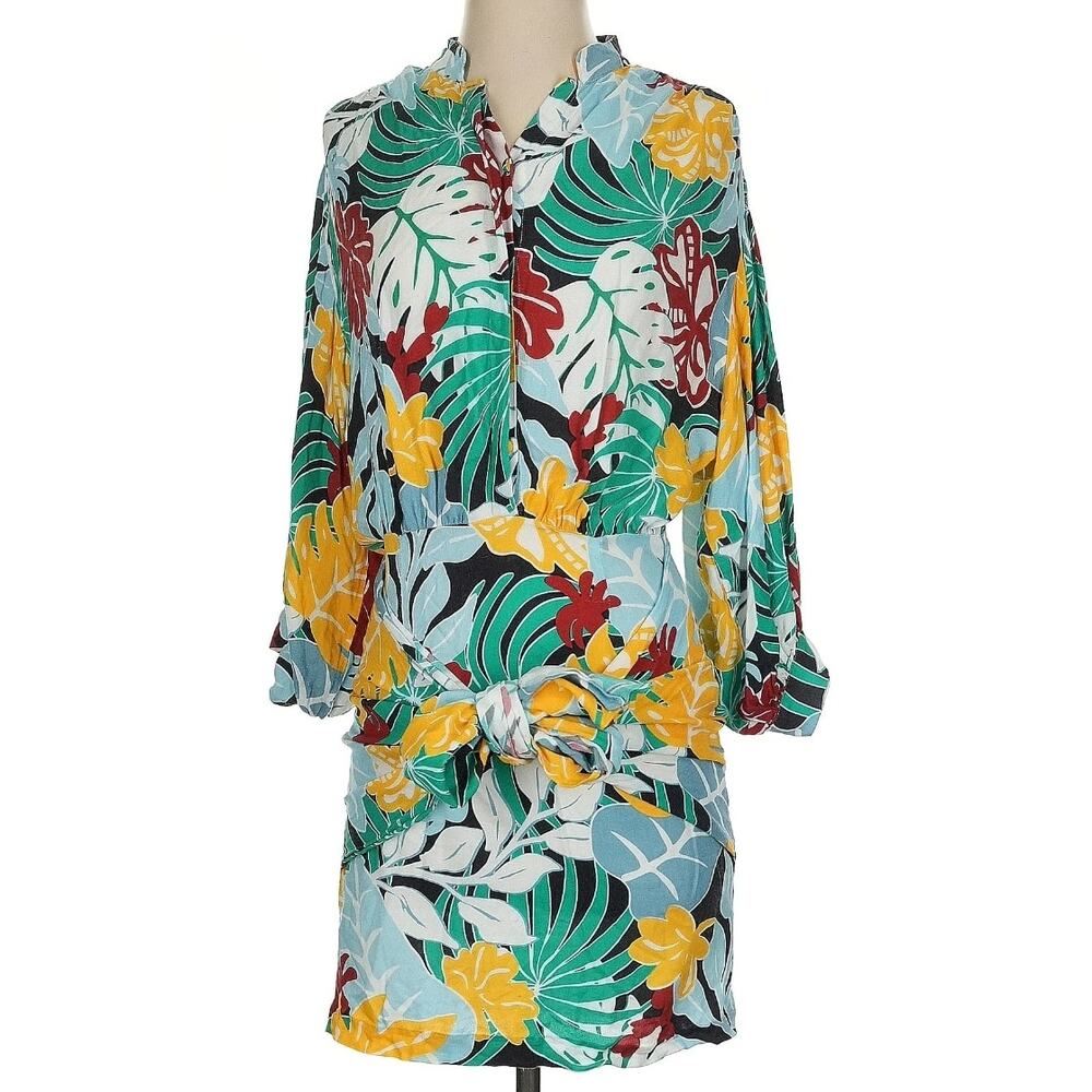 Patbo Tropical Floral Long Sleeve Wrap Dress (US4)